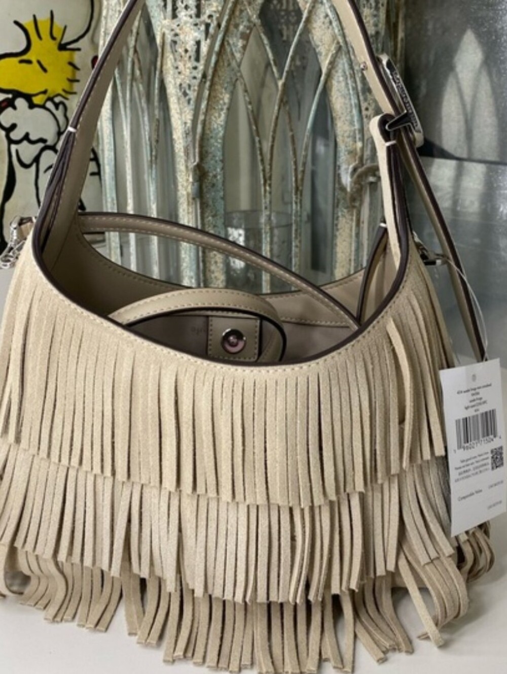 Kate spade Beige Fringed Suede Shoulder Crossbody Bag/ BNWT